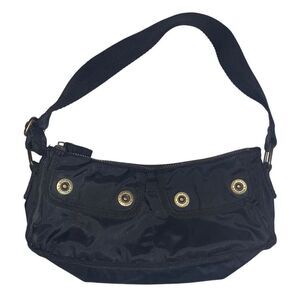 GAP‎ Black Nylon Floral Shoulder Bag Unisex Medium Adjustable Strap